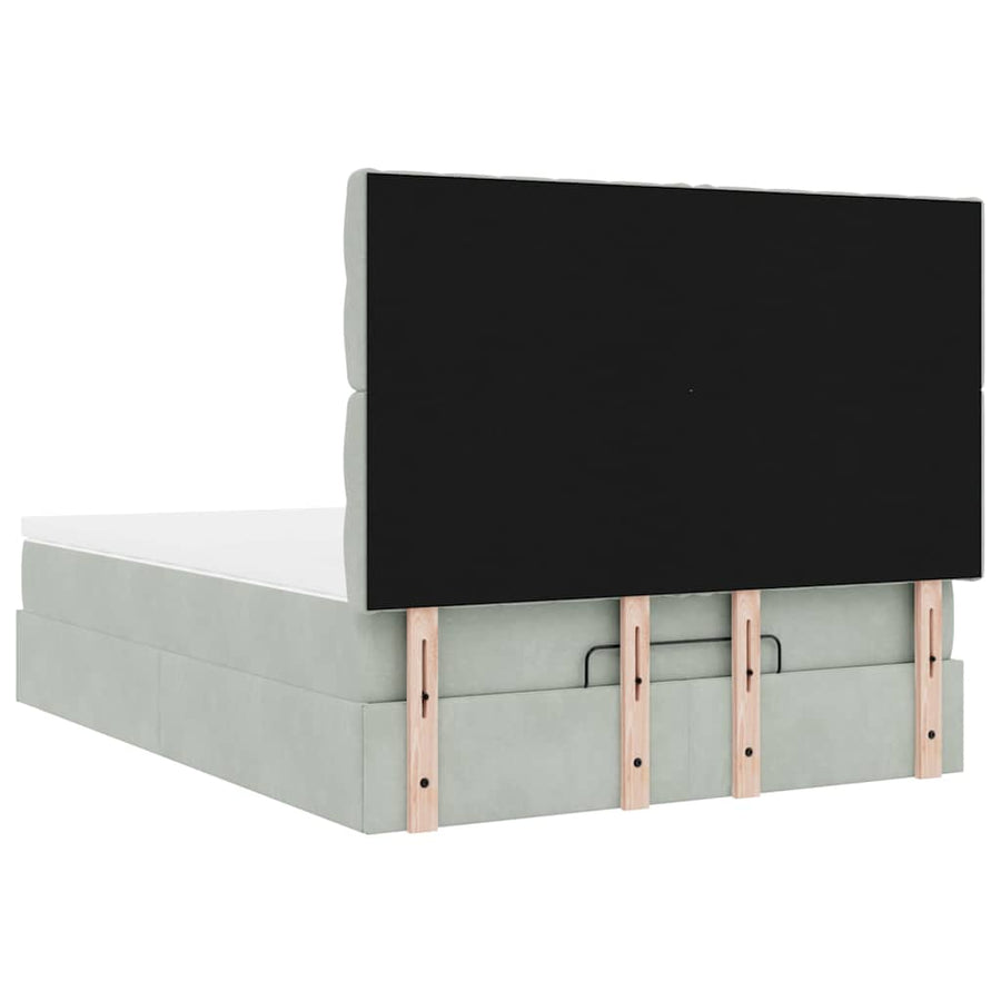 Ottoman bed met matrassen 140x190cm fluweel lichtgrijs