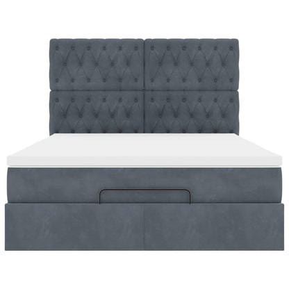 Ottoman bed met matrassen 140x190cm fluweel donkergrijs
