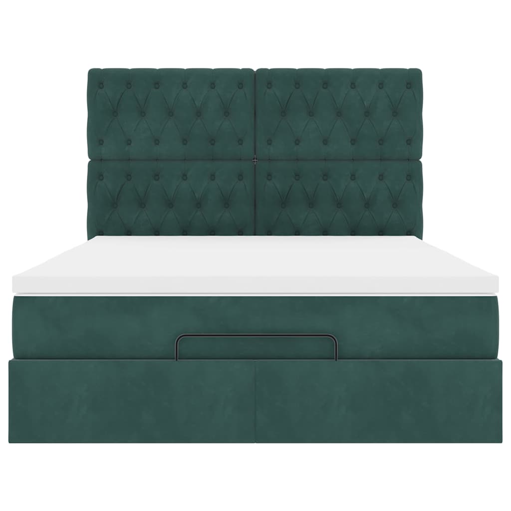 Ottoman bed met matrassen 140x190cm fluweel donkergroen
