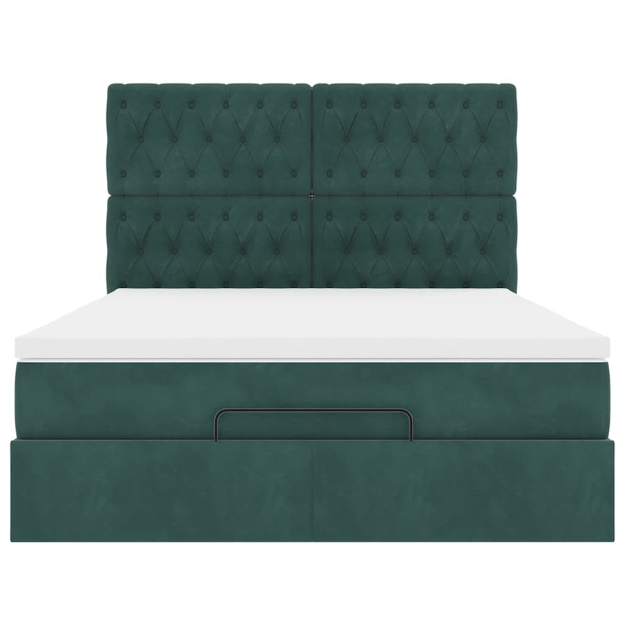 Ottoman bed met matrassen 140x190cm fluweel donkergroen