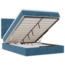 Ottoman bed met matrassen 140x190cm fluweel donkerblauw