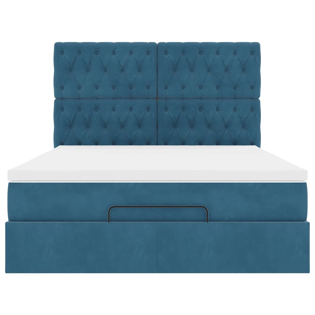 Ottoman bed met matrassen 140x190cm fluweel donkerblauw