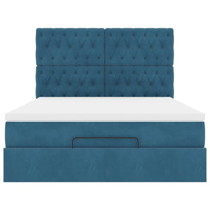 Ottoman bed met matrassen 140x190cm fluweel donkerblauw