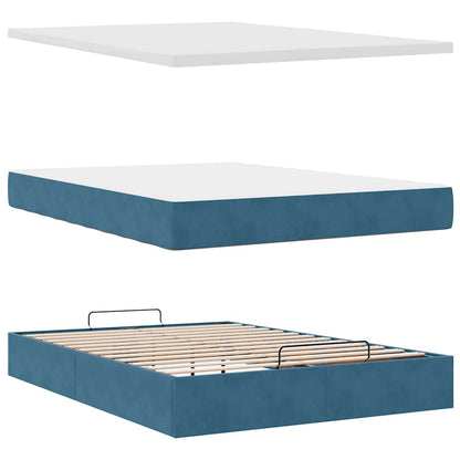 Ottoman bed met matrassen 140x190cm fluweel donkerblauw