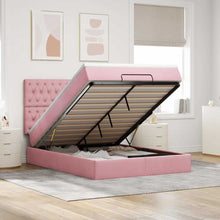 Ottoman bed met matrassen 140x190cm fluweel roze