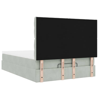Ottoman bed met matrassen 140x200cm fluweel lichtgrijs