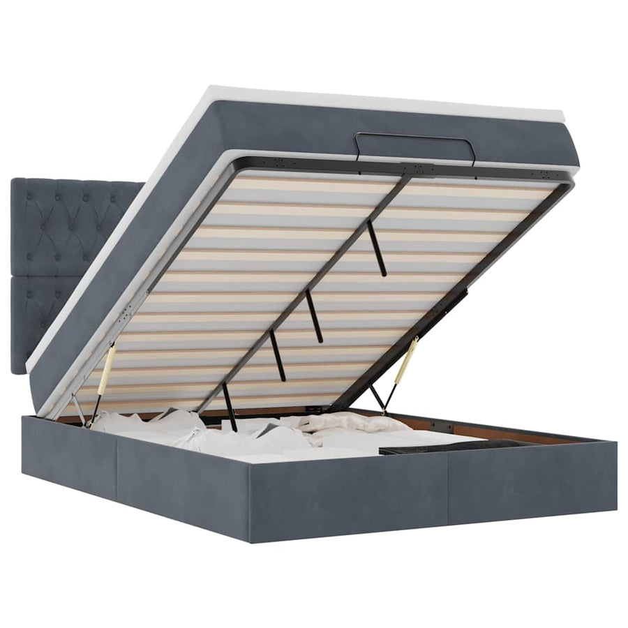 Ottoman bed met matrassen 140x200cm fluweel donkergrijs