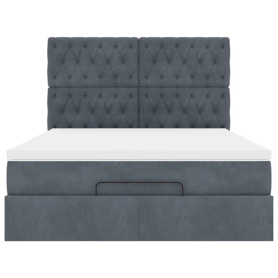 Ottoman bed met matrassen 140x200cm fluweel donkergrijs