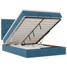 Ottoman bed met matrassen 140x200cm fluweel donkerblauw