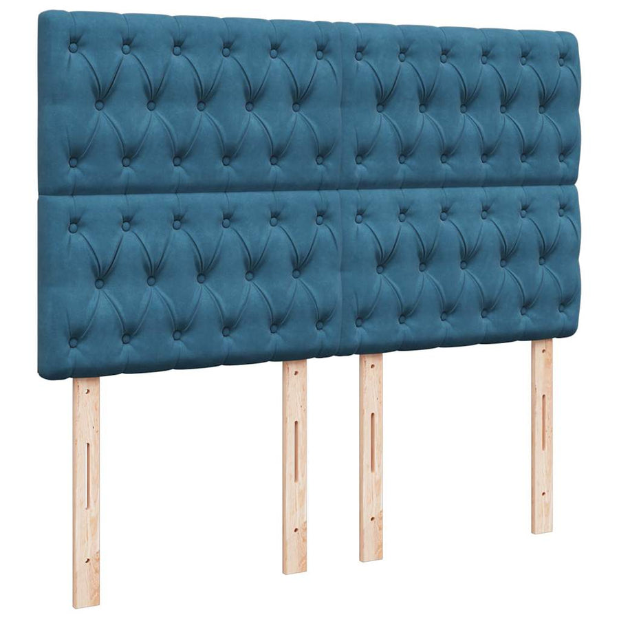 Ottoman bed met matrassen 140x200cm fluweel donkerblauw