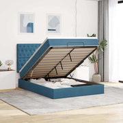 Ottomaans bed 140x200 cm fluweel donkerblauw