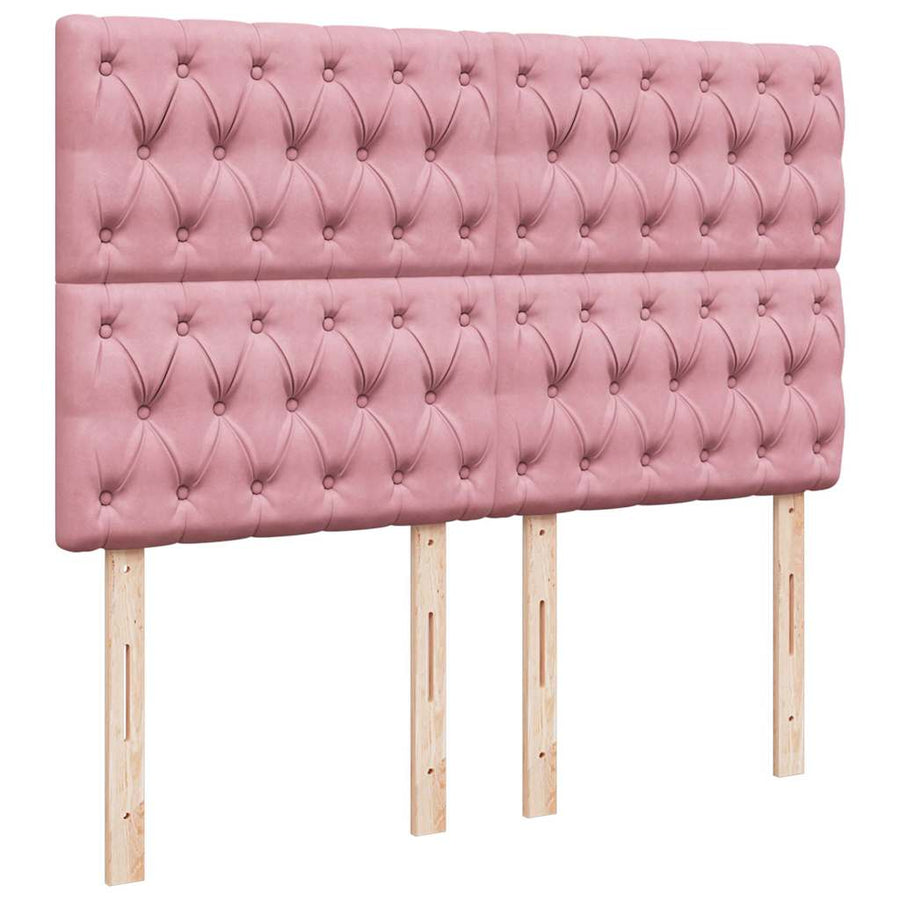 Ottoman bed met matrassen 140x200cm fluweel roze