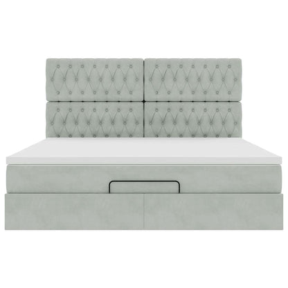 Ottoman bed met matrassen 160x200cm fluweel lichtgrijs