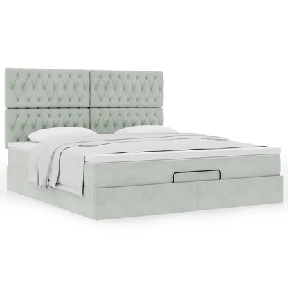 Ottoman bed met matrassen 160x200cm fluweel lichtgrijs