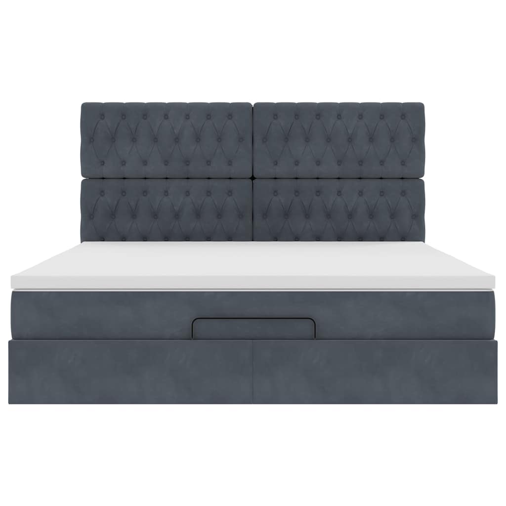Ottoman Bed Met Matrassen 160X200Cm Fluweel 160 x 200 cm Donkergrijs