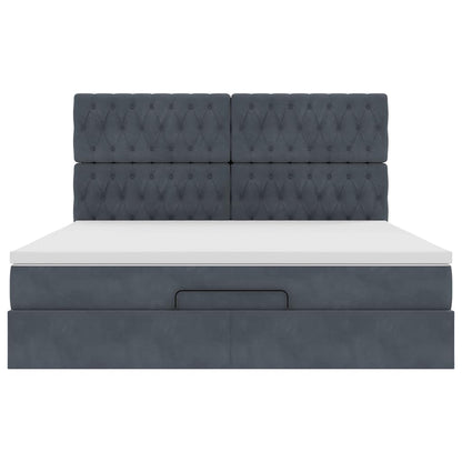 Ottoman Bed Met Matrassen 160X200Cm Fluweel 160 x 200 cm Donkergrijs