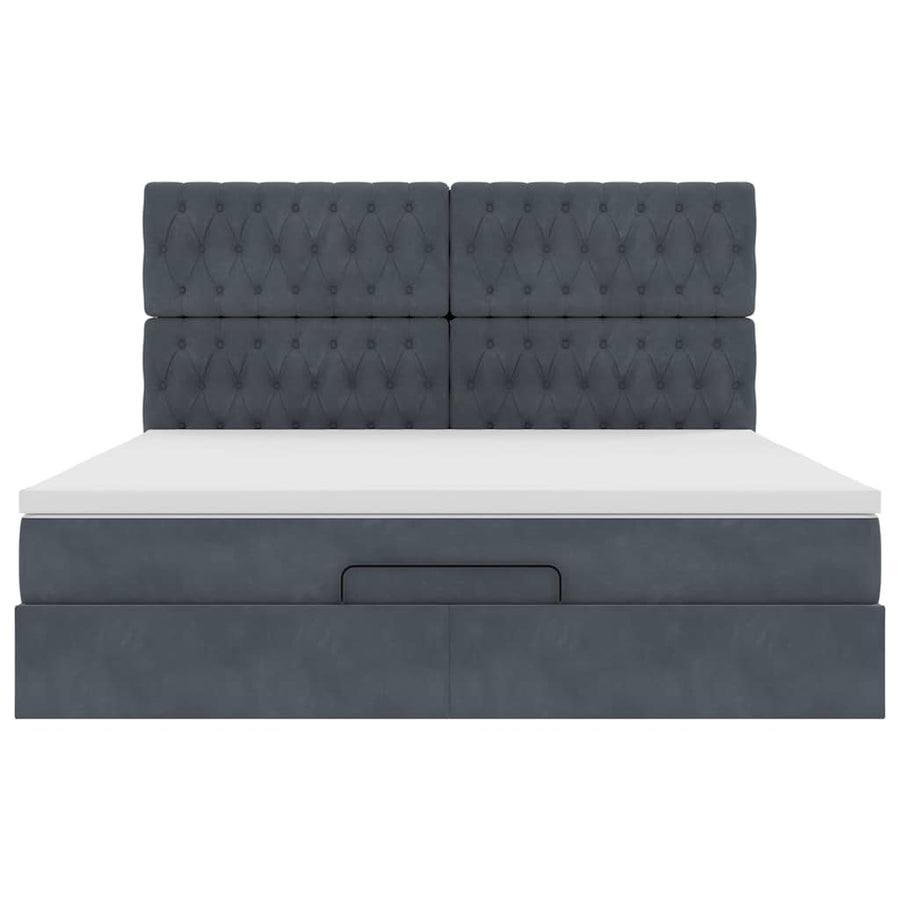 Ottoman Bed Met Matrassen 160X200Cm Fluweel 160 x 200 cm Donkergrijs
