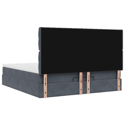 Ottoman Bed Met Matrassen 160X200Cm Fluweel 160 x 200 cm Donkergrijs
