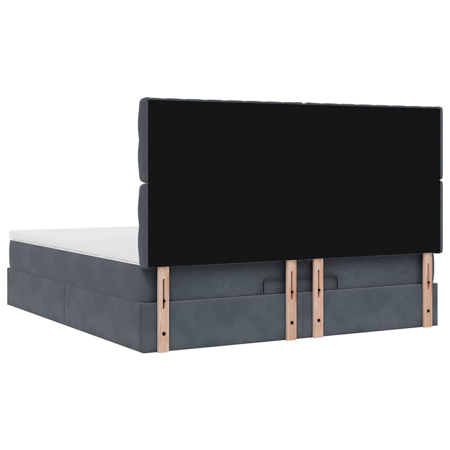 Ottoman Bed Met Matrassen 160X200Cm Fluweel 160 x 200 cm Donkergrijs