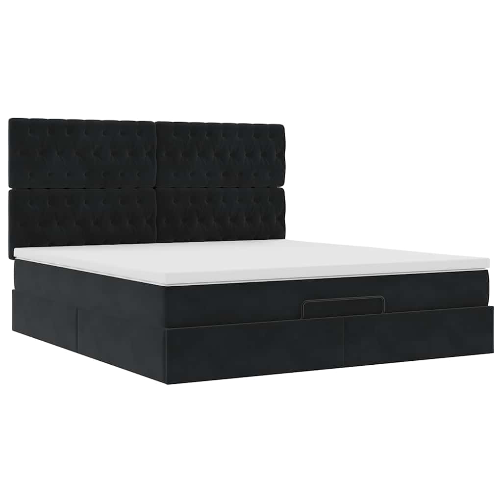 Ottoman bed met matrassen 160x200cm fluweel zwart