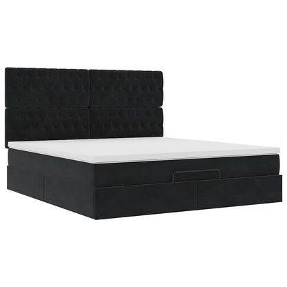 Ottoman bed met matrassen 160x200cm fluweel zwart