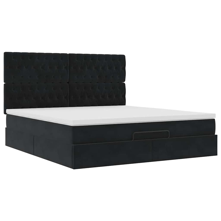 Ottoman bed met matrassen 160x200cm fluweel zwart