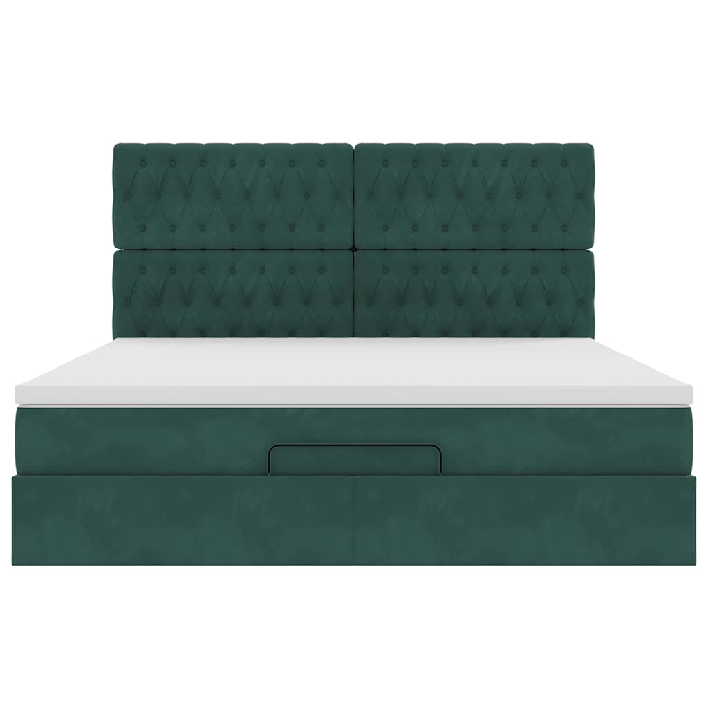 Ottoman bed met matrassen 160x200cm fluweel donkergroen