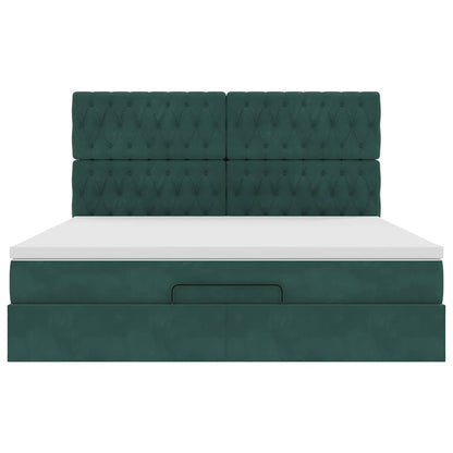 Ottoman bed met matrassen 160x200cm fluweel donkergroen