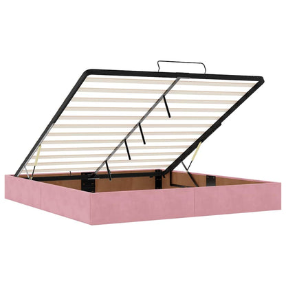 Ottoman bed met matrassen 160x200cm fluweel roze