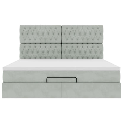 Ottoman bed met matrassen 180x200cm fluweel lichtgrijs