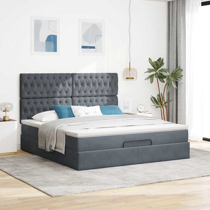 Ottoman bed met matrassen 180x200cm fluweel donkergrijs