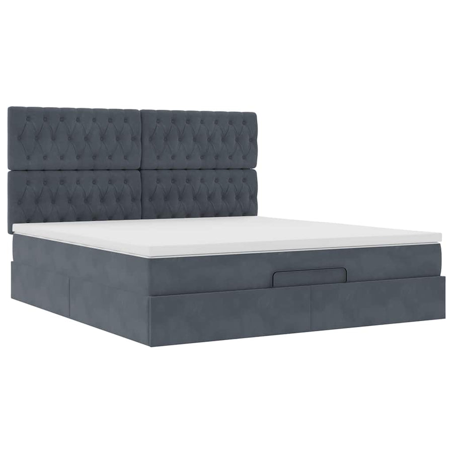 Ottoman bed met matrassen 180x200cm fluweel donkergrijs
