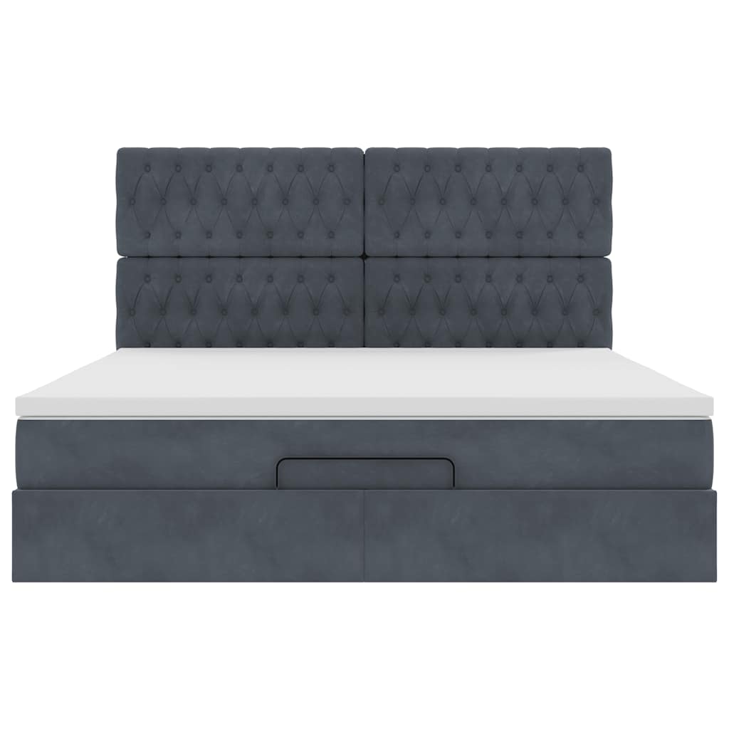 Ottoman bed met matrassen 180x200cm fluweel donkergrijs