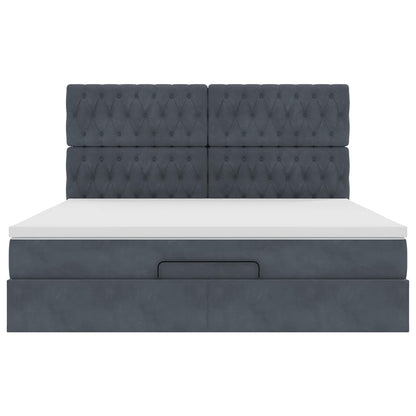 Ottoman bed met matrassen 180x200cm fluweel donkergrijs