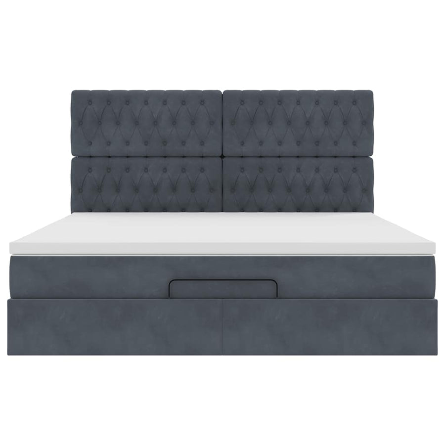 Ottoman bed met matrassen 180x200cm fluweel donkergrijs