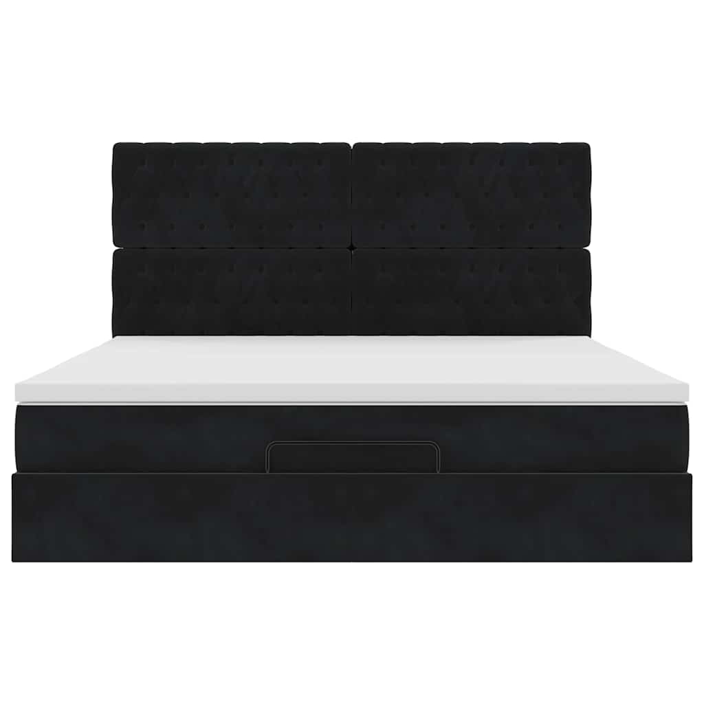 Ottoman bed met matrassen 180x200cm fluweel zwart