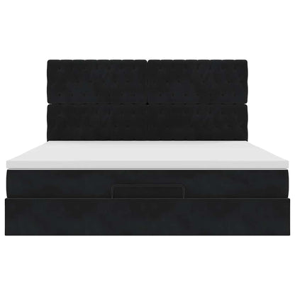 Ottoman bed met matrassen 180x200cm fluweel zwart