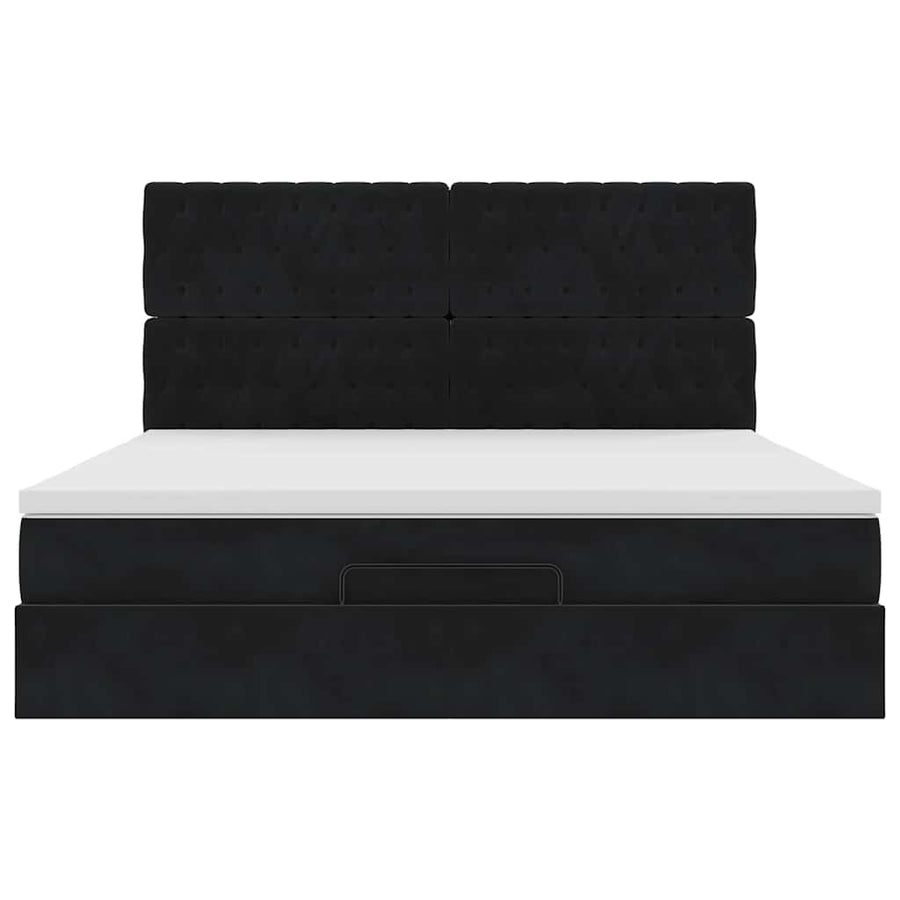 Ottoman bed met matrassen 180x200cm fluweel zwart