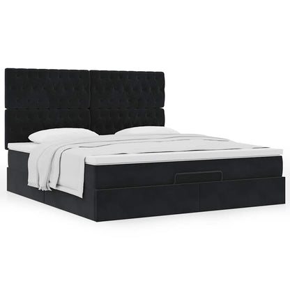 Ottoman bed met matrassen 180x200cm fluweel zwart