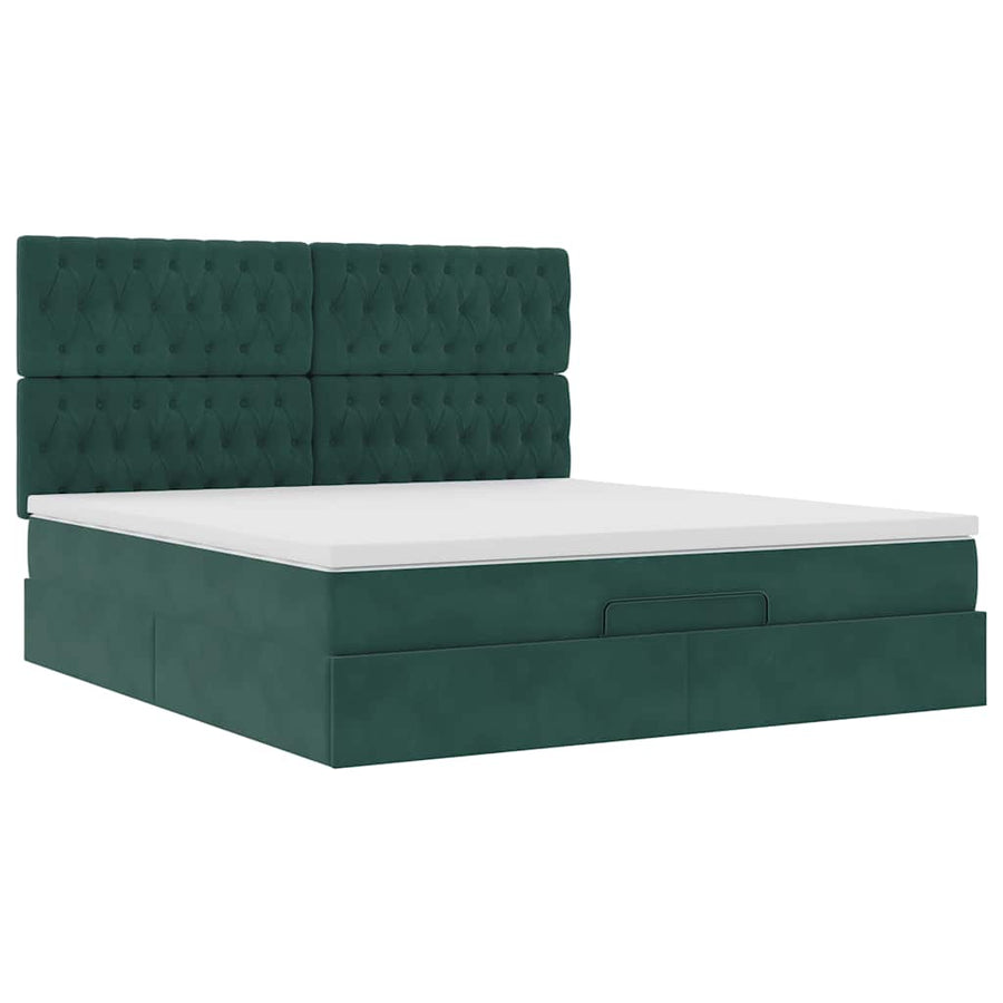 Ottoman bed met matrassen 180x200cm fluweel donkergroen