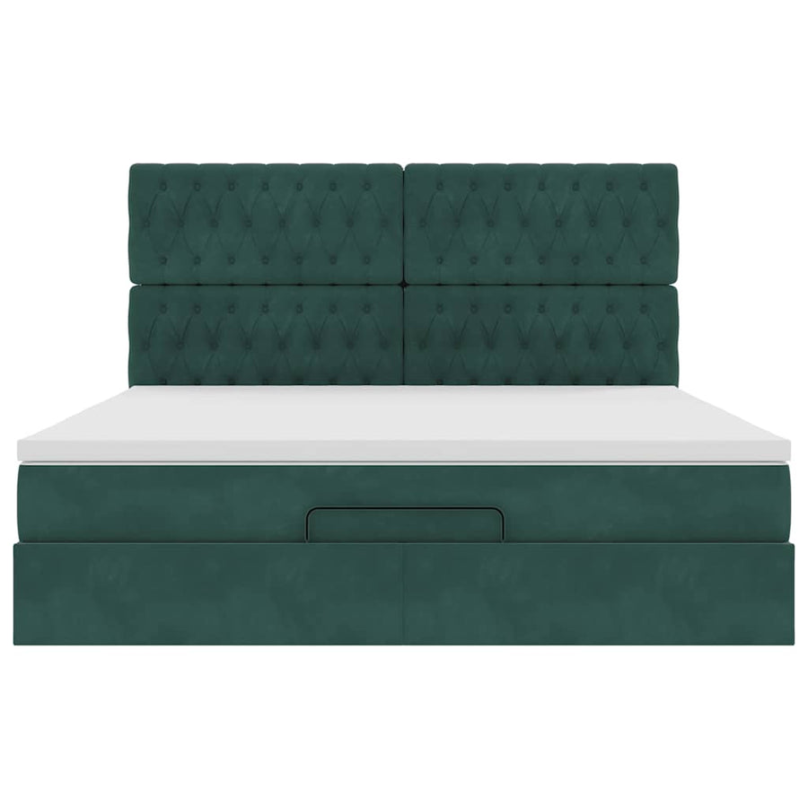 Ottoman bed met matrassen 180x200cm fluweel donkergroen