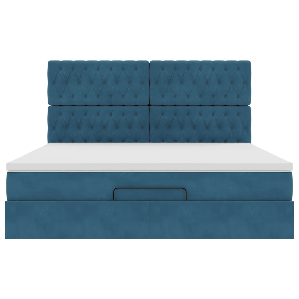 Ottoman bed met matrassen 180x200cm fluweel donkerblauw