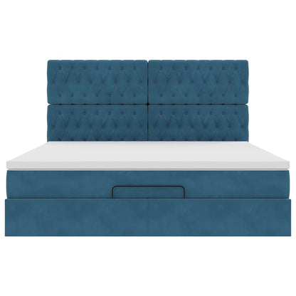 Ottoman bed met matrassen 180x200cm fluweel donkerblauw