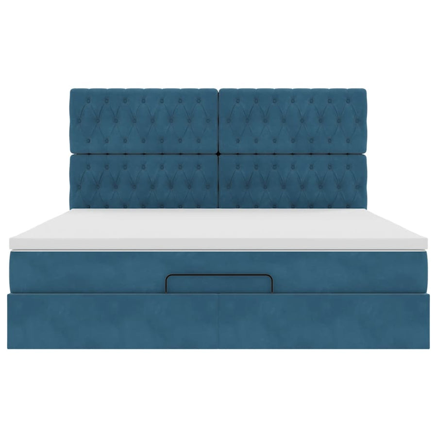 Ottoman bed met matrassen 180x200cm fluweel donkerblauw