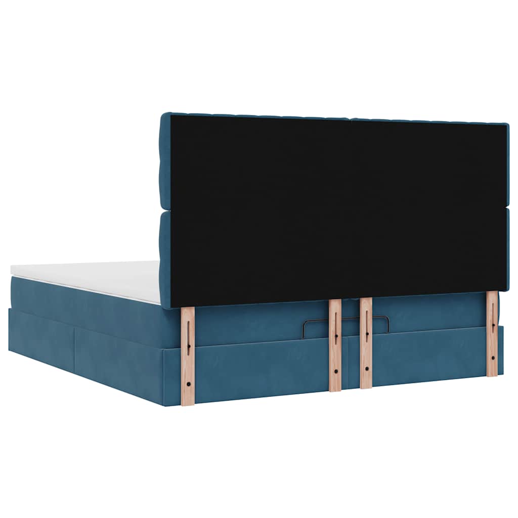 Ottoman bed met matrassen 180x200cm fluweel donkerblauw