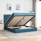 Ottoman bed 180x200 cm fluweel donkerblauw