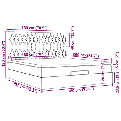 Ottoman bed met matrassen 180x200cm fluweel roze