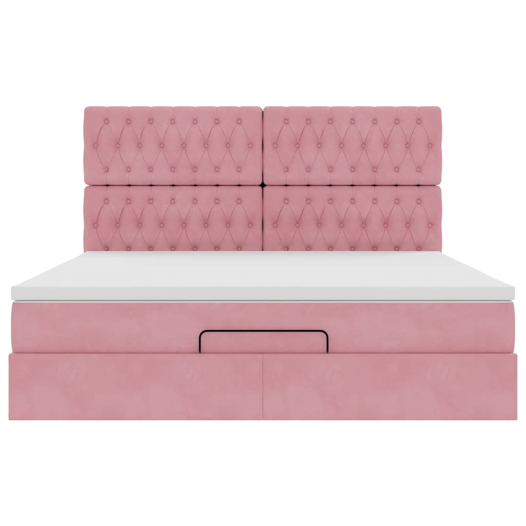Ottoman bed met matrassen 180x200cm fluweel roze
