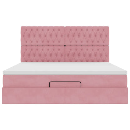 Ottoman bed met matrassen 180x200cm fluweel roze