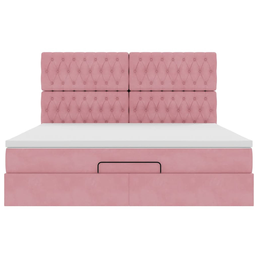 Ottoman bed met matrassen 180x200cm fluweel roze